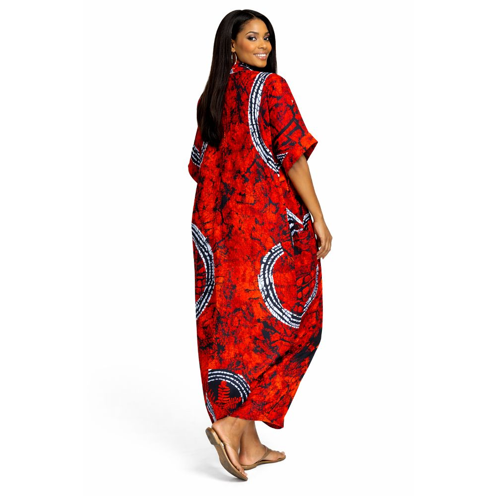 Vibrant Patterned Cotton Kaftan Dress
